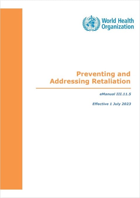 WHO Policy on Preventing and Addressing Retaliation