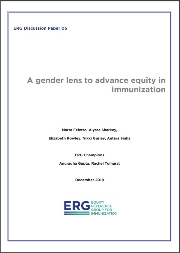 A gender lens to advance equity in Immunization ERG Discussion paper: A gender lens to advance equity in immunization cover image