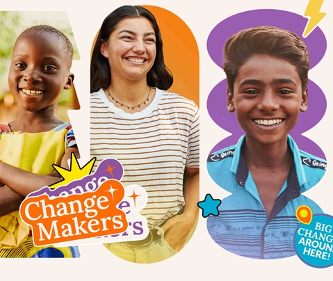 Image collage of happy children and youth and the overlay text